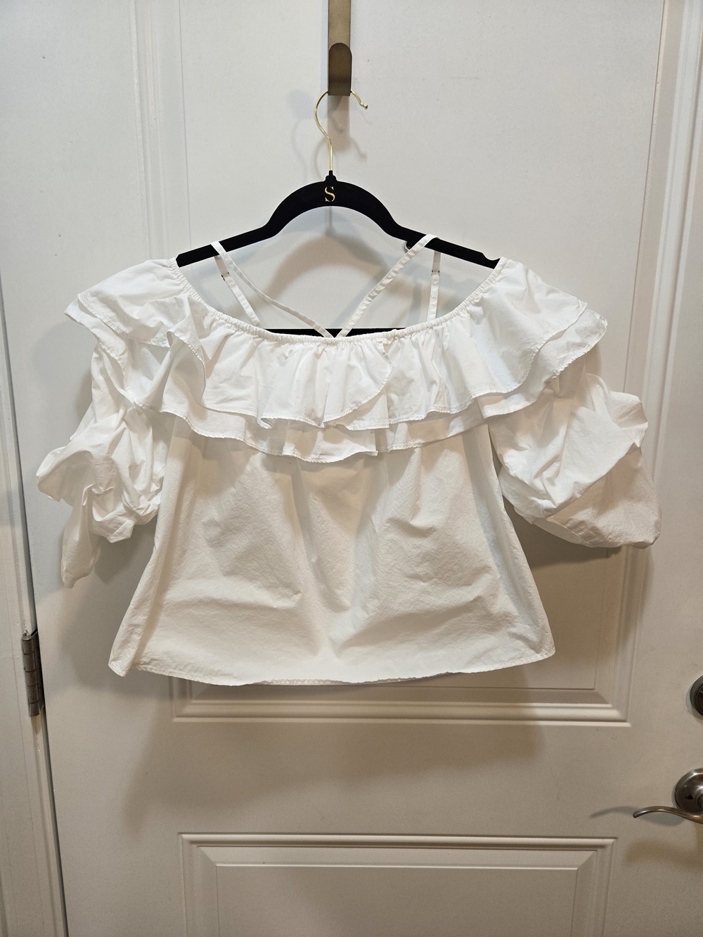 Joie White Off-Shoulder Ruffle Strap Camisole - Picture 3 of 6